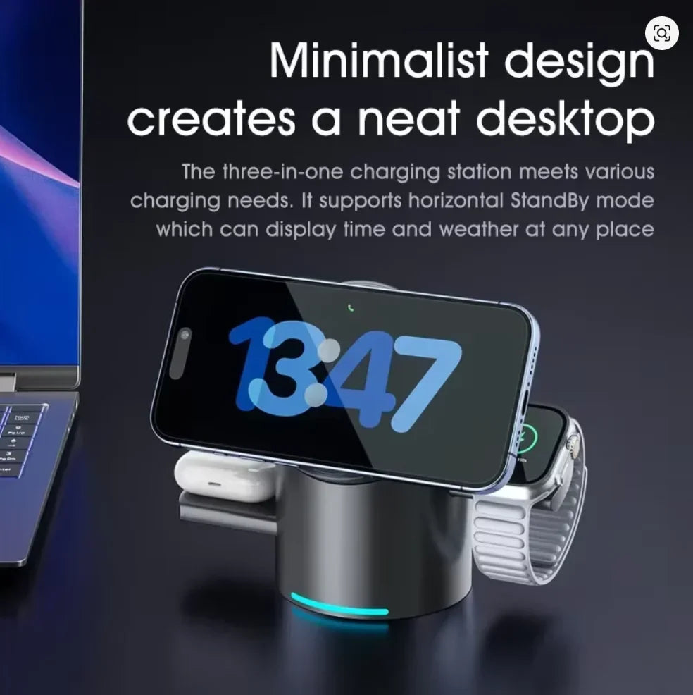 NovaCharge™ 3-in-1 Magnetic Wireless Charging Station