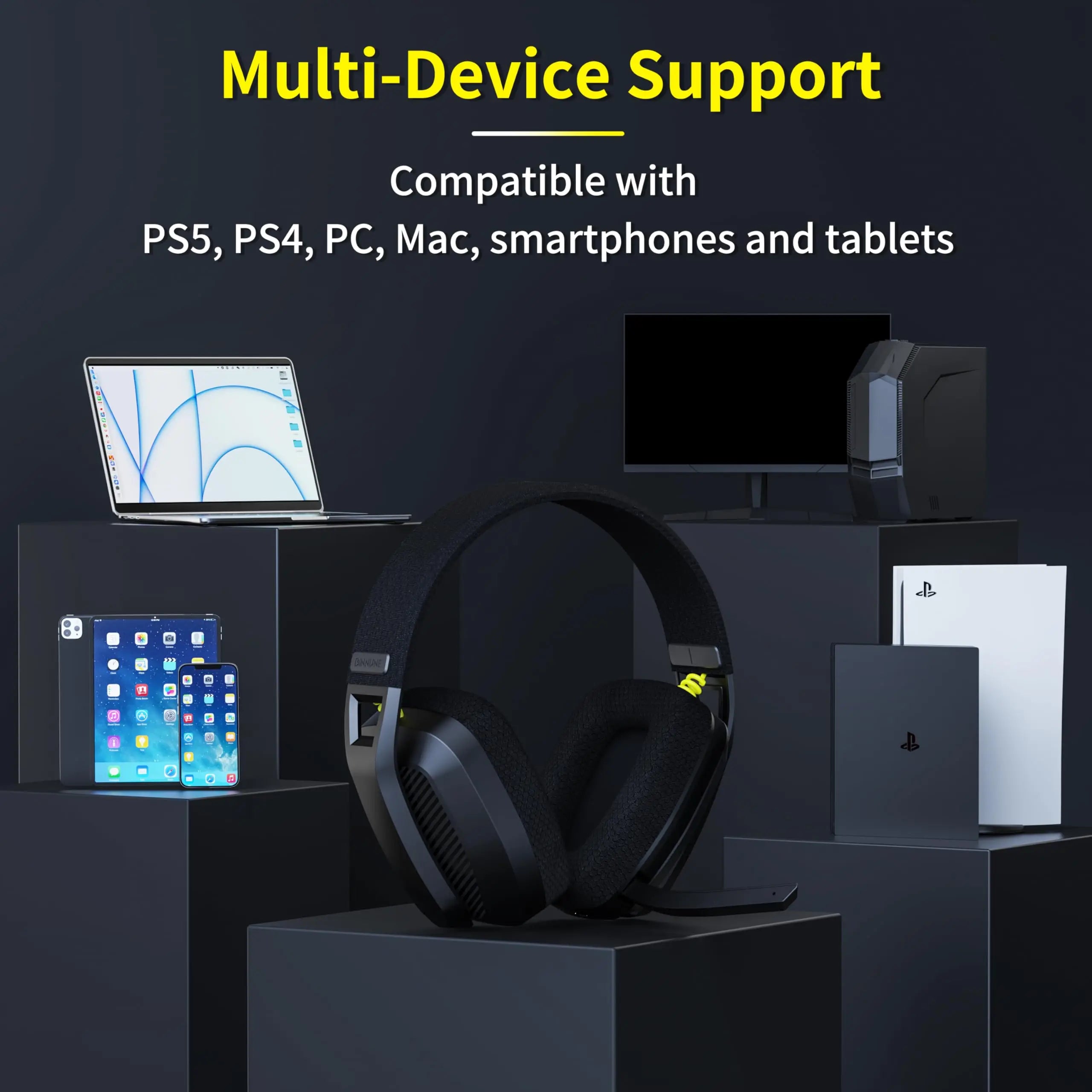 BINNUNE BW06 Gaming Headset for PS5 / PC