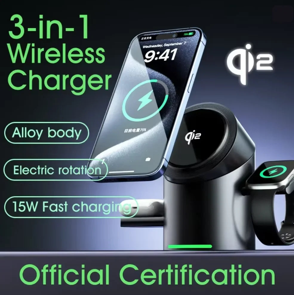 NovaCharge™ 3-in-1 Magnetic Wireless Charging Station