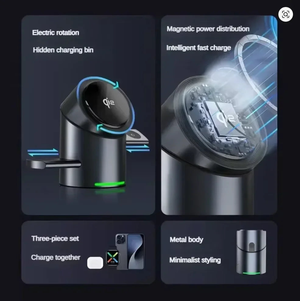 NovaCharge™ 3-in-1 Magnetic Wireless Charging Station