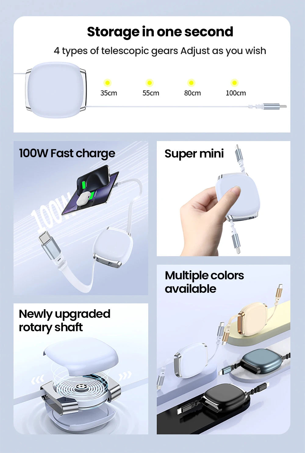 NovaRoll™ Retractable Fast Charging Cable