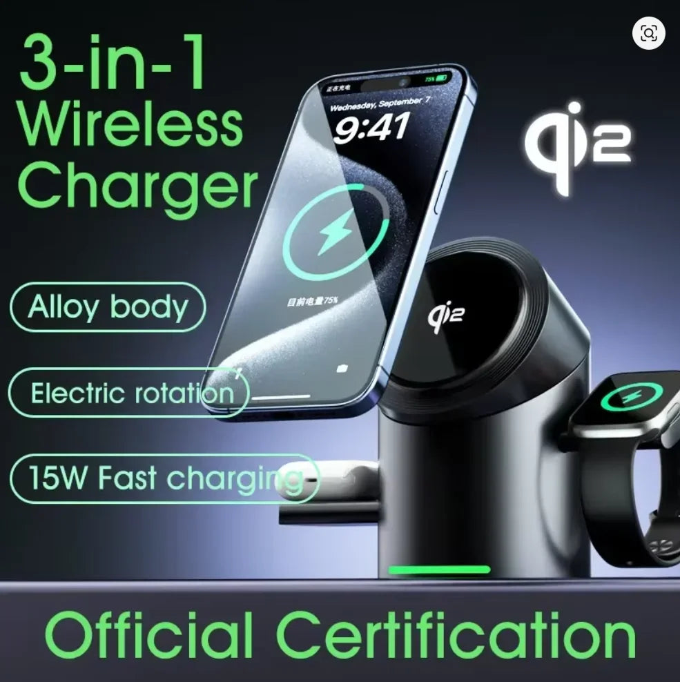 NovaCharge™ 3-in-1 Magnetic Wireless Charging Station