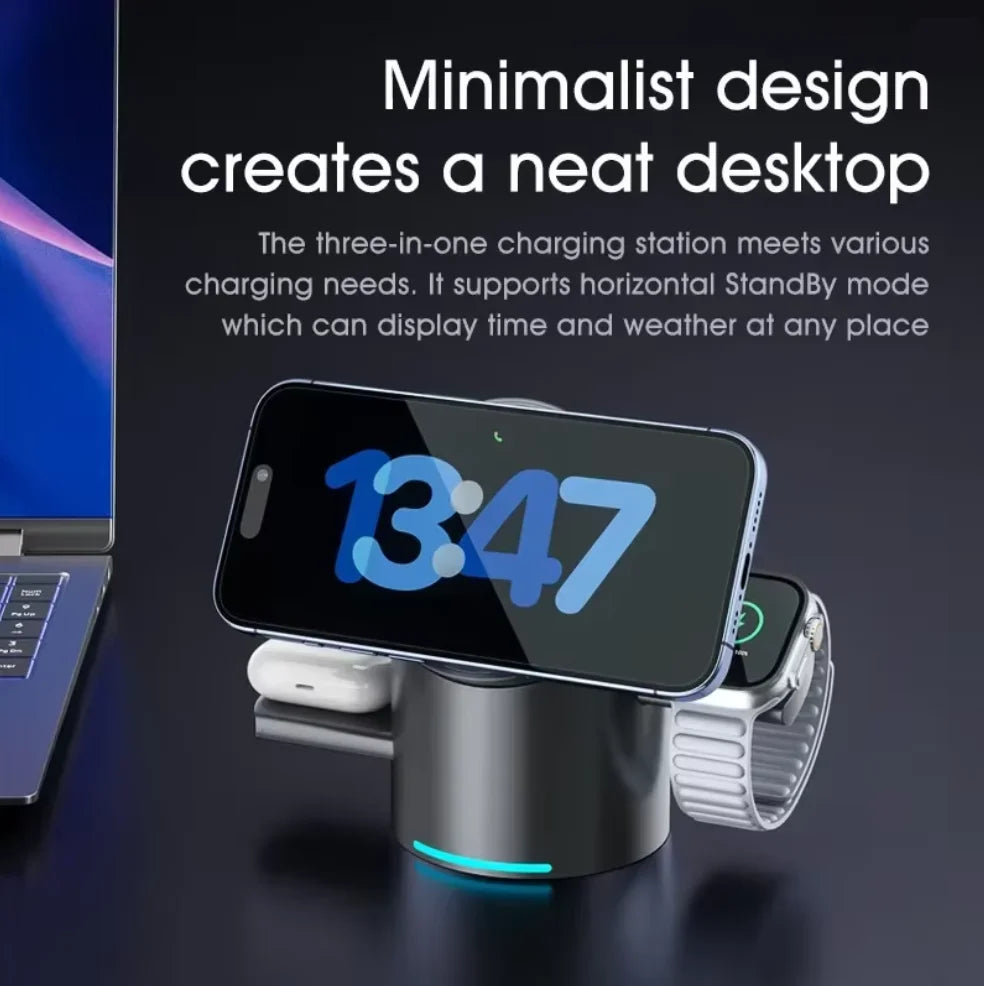 NovaCharge™ 3-in-1 Magnetic Wireless Charging Station
