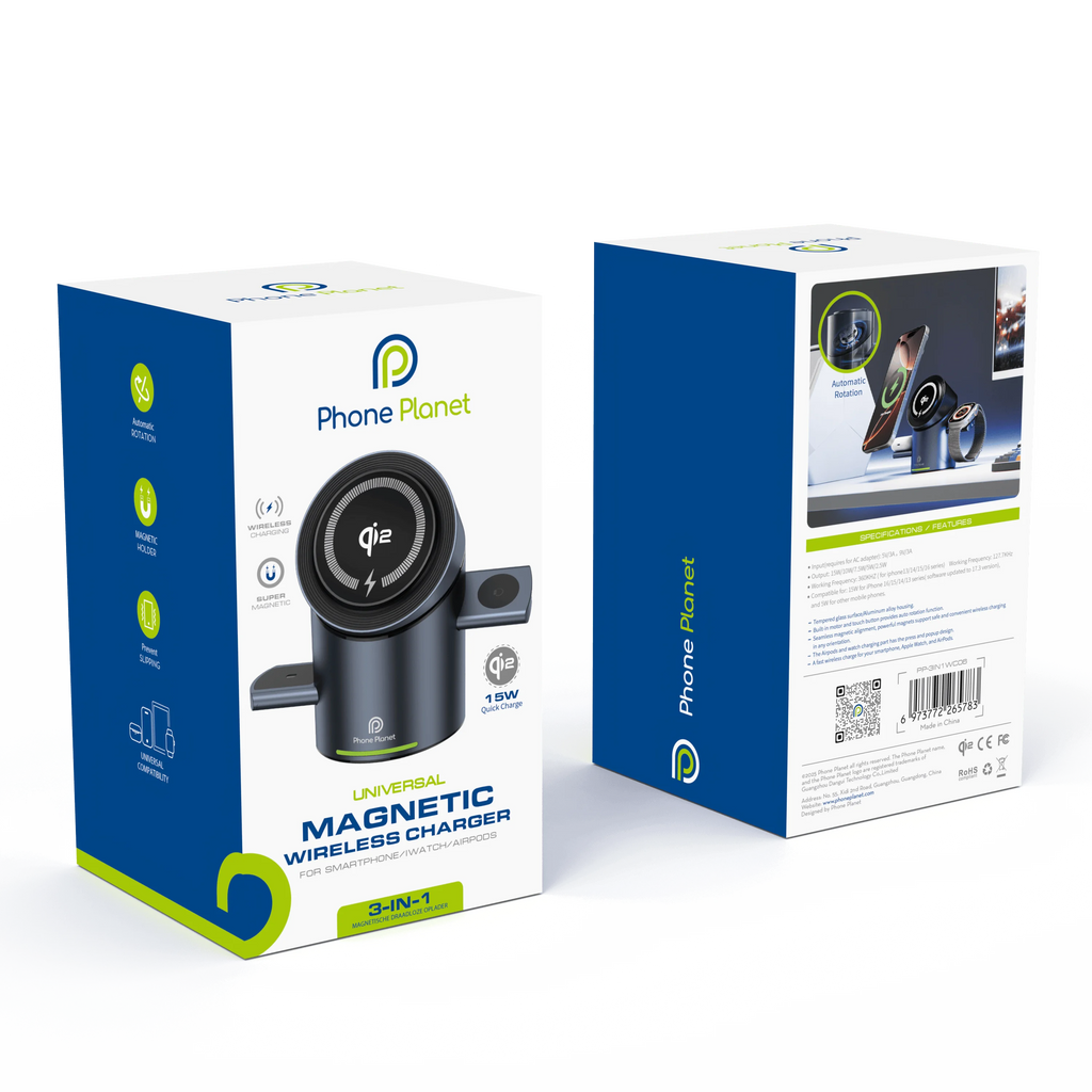 NovaCharge™ 3-in-1 Magnetic Wireless Charging Station