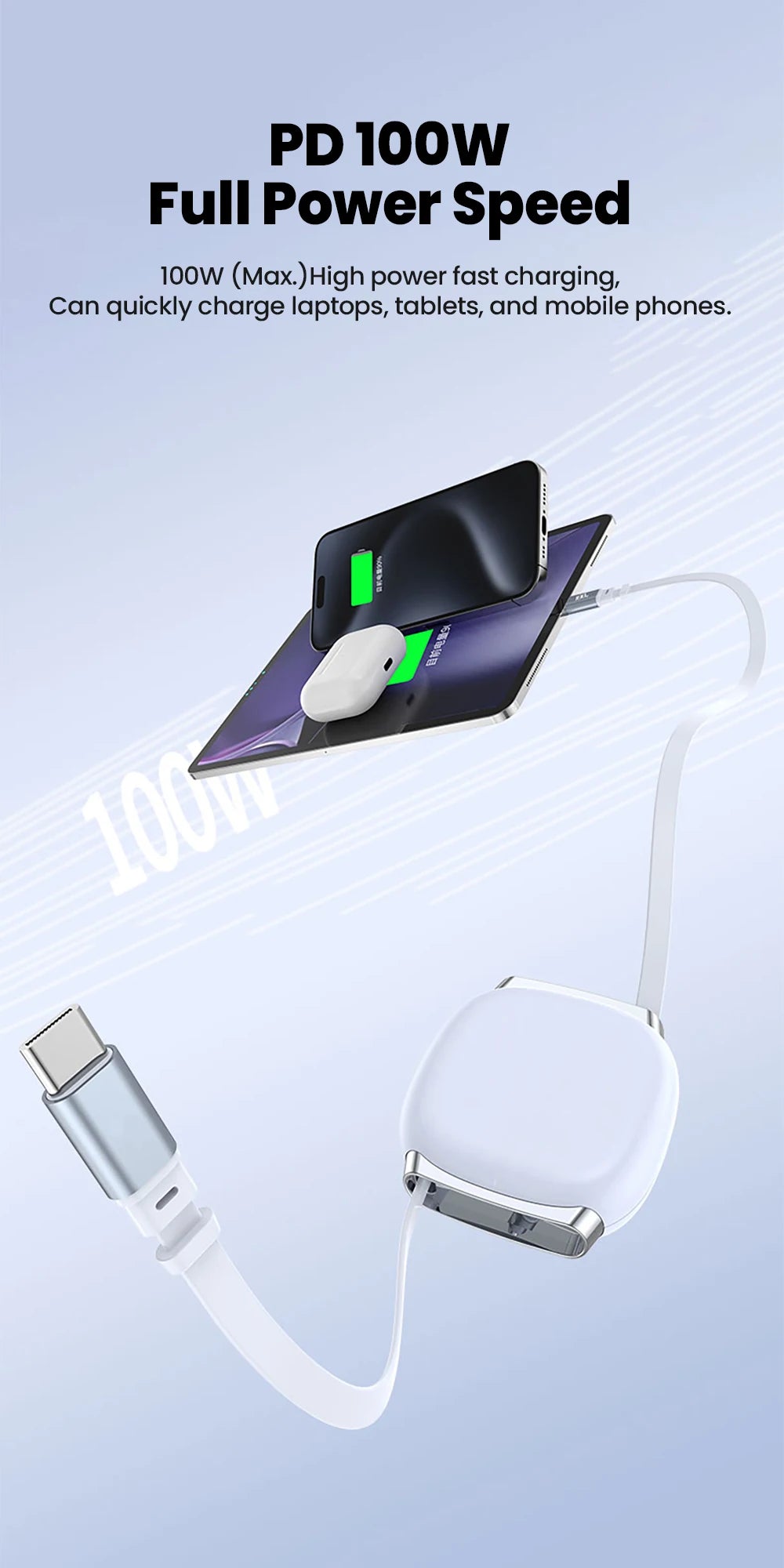 NovaRoll™ Retractable Fast Charging Cable